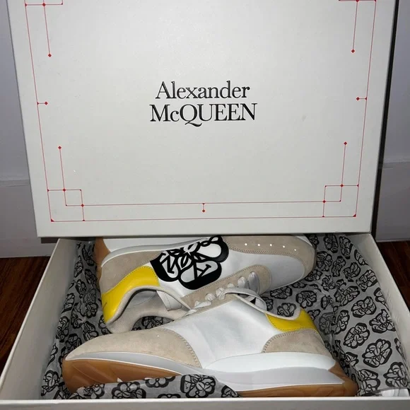 Alexander McQueen Yellow and White Sneakers with Slim Silhouette